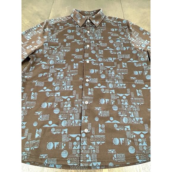 KAVU Men Narwhal Shirt L All Over Print Long Sleeve Button Up Mountain Scene - Picture 3 of 11